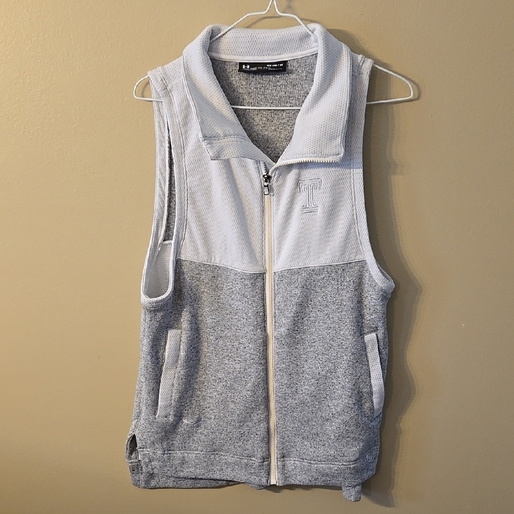 Nike Temple University Gray and White Sleeveless Zip-Up Vest